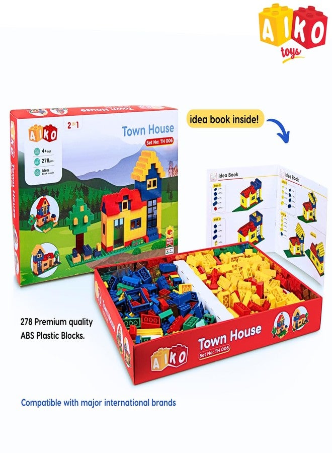 AIKO Town House Set No. 6 - 278 Pieces ABS Plastic Building Blocks | Multi-Color Construction STEM Toy | Learning & Creativity | Ideal Gift for Kids 4+ - Image 2